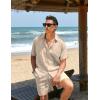 imageCOOFANDY Mens 2 Pieces Linen Set Short Sleeve Button Down Shirts Summer Beach Shorts Casual OutfitsApricot