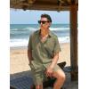 imageCOOFANDY Mens 2 Pieces Linen Set Short Sleeve Button Down Shirts Summer Beach Shorts Casual OutfitsArmy Green