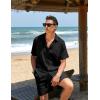 imageCOOFANDY Mens 2 Pieces Linen Set Short Sleeve Button Down Shirts Summer Beach Shorts Casual OutfitsBlack