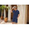imageCOOFANDY Mens 2 Pieces Linen Set Short Sleeve Button Down Shirts Summer Beach Shorts Casual OutfitsNavy Blue