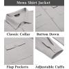 imageCOOFANDY Mens Casual Shirt Jacket Long Sleeve Button Down Overshirt Lightweight Shacket with PocketsLight Grey