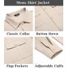 imageCOOFANDY Mens Casual Shirt Jacket Long Sleeve Button Down Overshirt Lightweight Shacket with PocketsLight Khaki