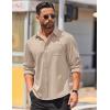 imageCOOFANDY Mens Long Sleeve Wrinkle Free Shirts Casual Button Down Stretch Dress Shirt with PocketLight Khaki