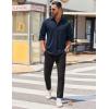 imageCOOFANDY Mens Long Sleeve Wrinkle Free Shirts Casual Button Down Stretch Dress Shirt with PocketNavy Blue