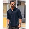 imageCOOFANDY Mens Long Sleeve Wrinkle Free Shirts Casual Button Down Stretch Dress Shirt with PocketNavy Blue