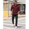 imageCOOFANDY Mens Long Sleeve Wrinkle Free Shirts Casual Button Down Stretch Dress Shirt with PocketWine Red