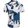 imageCOOFANDY Mens Waffle Shirt Button Down Short Sleeve Shirt Loose Fit Cuban Beach TopsBlue White