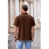 imageCOOFANDY Mens Waffle Shirt Button Down Short Sleeve Shirt Loose Fit Cuban Beach TopsBrown
