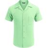 imageCOOFANDY Mens Waffle Shirt Button Down Short Sleeve Shirt Loose Fit Cuban Beach TopsLight Green