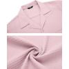 imageCOOFANDY Mens Waffle Shirt Button Down Short Sleeve Shirt Loose Fit Cuban Beach TopsLight Pink