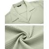 imageCOOFANDY Mens Waffle Shirt Button Down Short Sleeve Shirt Loose Fit Cuban Beach TopsOlive Green