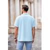 imageCOOFANDY Mens Waffle Shirt Button Down Short Sleeve Shirt Loose Fit Cuban Beach TopsSky Blue