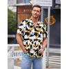 imageCOOFANDY Mens Waffle Shirt Button Down Short Sleeve Shirt Loose Fit Cuban Beach TopsYellow Black