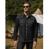 imageCOOFANDY Mens Western Cowboy Shirts Long Sleeve Cotton Casual Button Down Work Shirt with Pockets01black