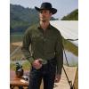imageCOOFANDY Mens Western Cowboy Shirts Long Sleeve Cotton Casual Button Down Work Shirt with PocketsArmy Green