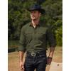 imageCOOFANDY Mens Western Cowboy Shirts Long Sleeve Cotton Casual Button Down Work Shirt with PocketsArmy Green