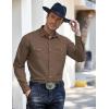 imageCOOFANDY Mens Western Cowboy Shirts Long Sleeve Cotton Casual Button Down Work Shirt with PocketsBrown