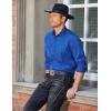 imageCOOFANDY Mens Western Cowboy Shirts Long Sleeve Cotton Casual Button Down Work Shirt with PocketsFrench Blue