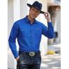imageCOOFANDY Mens Western Cowboy Shirts Long Sleeve Cotton Casual Button Down Work Shirt with PocketsFrench Blue