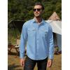 imageCOOFANDY Mens Western Cowboy Shirts Long Sleeve Cotton Casual Button Down Work Shirt with PocketsLight Blue
