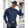 imageCOOFANDY Mens Western Cowboy Shirts Long Sleeve Cotton Casual Button Down Work Shirt with PocketsNavy Blue