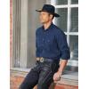 imageCOOFANDY Mens Western Cowboy Shirts Long Sleeve Cotton Casual Button Down Work Shirt with PocketsNavy Blue