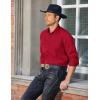 imageCOOFANDY Mens Western Cowboy Shirts Long Sleeve Cotton Casual Button Down Work Shirt with PocketsReda