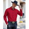 imageCOOFANDY Mens Western Cowboy Shirts Long Sleeve Cotton Casual Button Down Work Shirt with PocketsReda