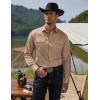 imageCOOFANDY Mens Western Cowboy Shirts Long Sleeve Cotton Casual Button Down Work Shirt with PocketsSolid Dark Khaki