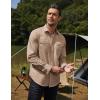 imageCOOFANDY Mens Western Cowboy Shirts Long Sleeve Cotton Casual Button Down Work Shirt with PocketsSolid Dark Khaki
