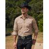 imageCOOFANDY Mens Western Cowboy Shirts Long Sleeve Cotton Casual Button Down Work Shirt with PocketsSolid Dark Khaki