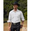 imageCOOFANDY Mens Western Cowboy Shirts Long Sleeve Cotton Casual Button Down Work Shirt with PocketsSolid White