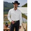 imageCOOFANDY Mens Western Cowboy Shirts Long Sleeve Cotton Casual Button Down Work Shirt with PocketsSolid White