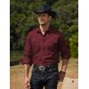 imageCOOFANDY Mens Western Cowboy Shirts Long Sleeve Cotton Casual Button Down Work Shirt with PocketsSolid Wine Red