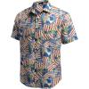 imageCOOFANDY Mens Hawaiian Tropical Shirt Button Down Short Sleeve Vintage Floral ShirtAmerican Flag