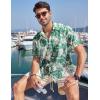 imageCOOFANDY Mens Hawaiian Tropical Shirt Button Down Short Sleeve Vintage Floral ShirtBeige  Green Flower