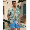 imageCOOFANDY Mens Hawaiian Tropical Shirt Button Down Short Sleeve Vintage Floral ShirtBeige  Green Flower