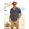 imageCOOFANDY Mens Hawaiian Tropical Shirt Button Down Short Sleeve Vintage Floral ShirtBlack