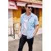 imageCOOFANDY Mens Hawaiian Tropical Shirt Button Down Short Sleeve Vintage Floral ShirtBlue Leaves