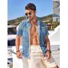 imageCOOFANDY Mens Hawaiian Tropical Shirt Button Down Short Sleeve Vintage Floral ShirtBlueGold
