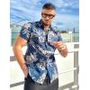imageCOOFANDY Mens Hawaiian Tropical Shirt Button Down Short Sleeve Vintage Floral ShirtBlueWhite Flower