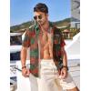 imageCOOFANDY Mens Hawaiian Tropical Shirt Button Down Short Sleeve Vintage Floral ShirtDark GreenRed