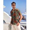 imageCOOFANDY Mens Hawaiian Tropical Shirt Button Down Short Sleeve Vintage Floral ShirtDark GreenRed