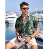 imageCOOFANDY Mens Hawaiian Tropical Shirt Button Down Short Sleeve Vintage Floral ShirtGreenWhite