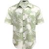 imageCOOFANDY Mens Hawaiian Tropical Shirt Button Down Short Sleeve Vintage Floral ShirtGreenWhite Flower