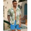imageCOOFANDY Mens Hawaiian Tropical Shirt Button Down Short Sleeve Vintage Floral ShirtGreenWhite Flower