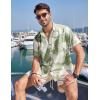 imageCOOFANDY Mens Hawaiian Tropical Shirt Button Down Short Sleeve Vintage Floral ShirtGreenWhite Flower