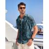 imageCOOFANDY Mens Hawaiian Tropical Shirt Button Down Short Sleeve Vintage Floral ShirtLake Blue