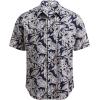 imageCOOFANDY Mens Hawaiian Tropical Shirt Button Down Short Sleeve Vintage Floral ShirtLeaves  Navy