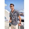 imageCOOFANDY Mens Hawaiian Tropical Shirt Button Down Short Sleeve Vintage Floral ShirtLeaves  Navy